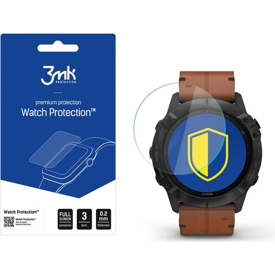 3MK hybride glas Horloge Bescherming FG voor Garmin Fenix 6X, Smartwatch beschermfolie, Grijs