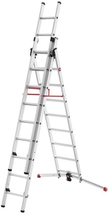 Produktbild Hailo S100 ProfiLOT, Aluminium Kombileiter 3-teilig, 2x9 + 1x8  Sprossen (Stehleiter, 19 cm)