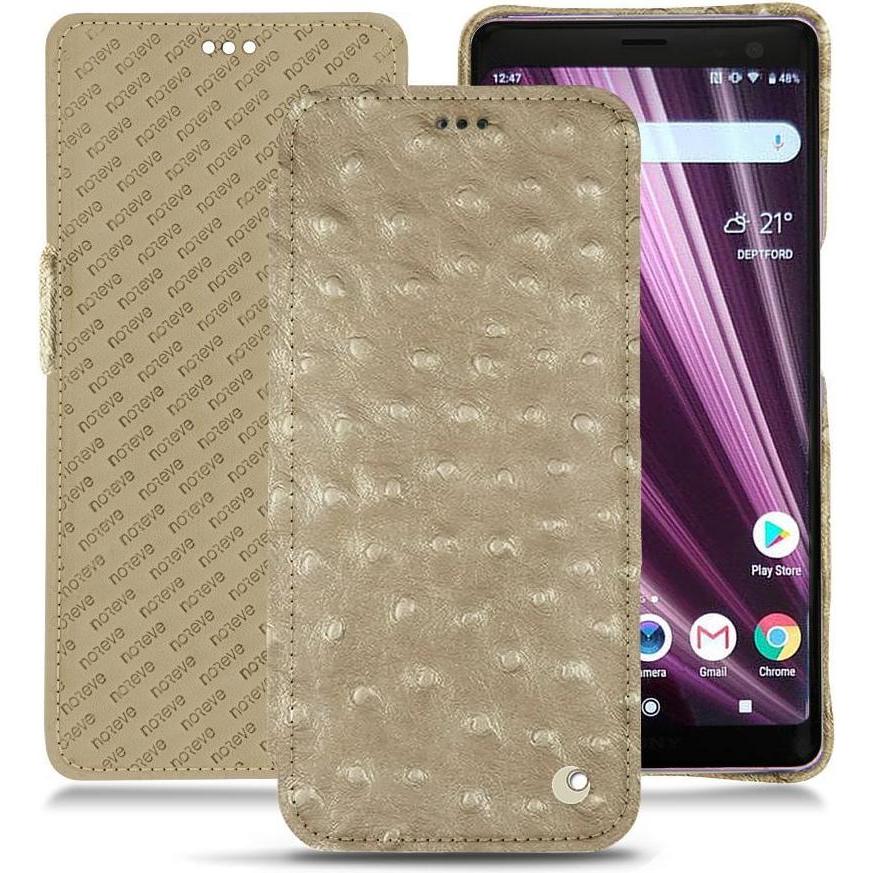 Noreve Lederschutzhülle horizontal (Sony Xperia XZ3), Smartphone Hülle, Beige