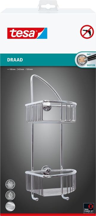 Actual product image tesa DRAAD shower basket incl. adhesive solution without drilling
