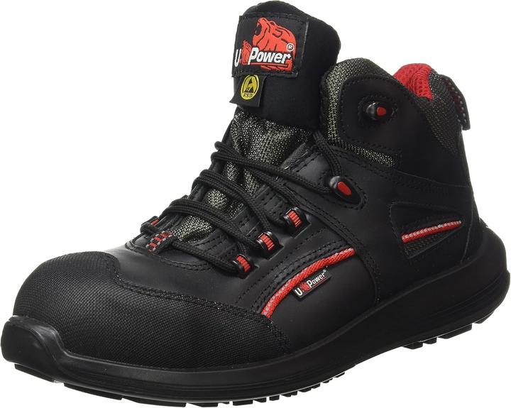 Actual product image U-Power Safety boot Teak size 39 black/red S3 SRC ESD EN ISO 20345 smooth leather (S3, 39)