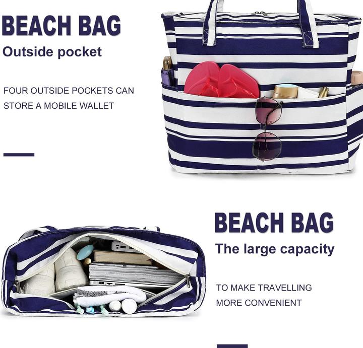 Produktbild Only-Bags.Store Grosse Strandtasche mit Reissverschluss Wasserdichte Umhängetasche Tragetasche Shopper