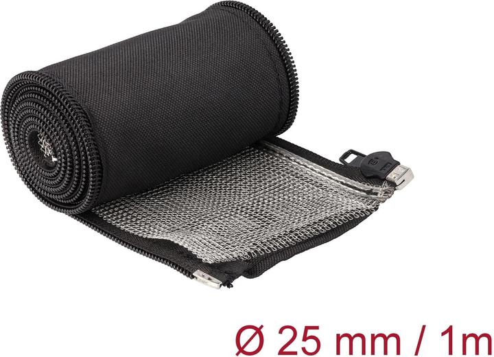 Image du produit Delock Gaine tressée CEM avec fermeture éclair résistante à la chaleur 1 m x 25 mm noir (Gaines pour câbles, 100 cm)
