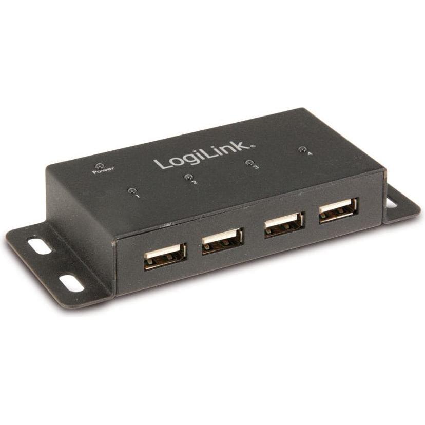 LogiLink UA0141A (USB-A, 4 Ports), Dockingstation + USB Hub, Schwarz