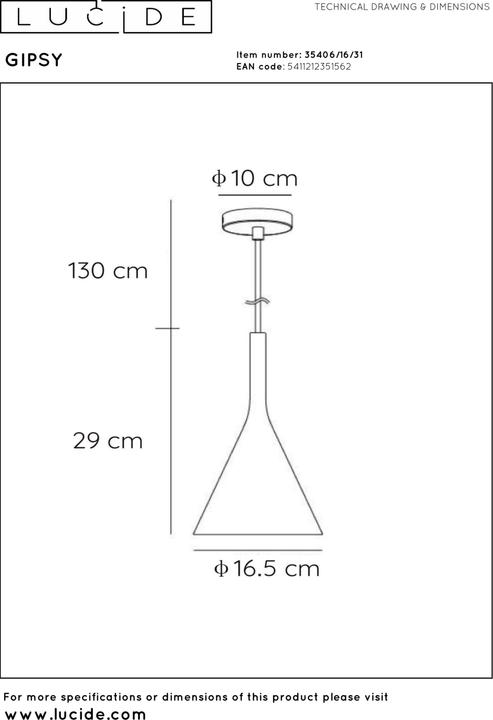 Actual product image Lucide Gipsy (E27)