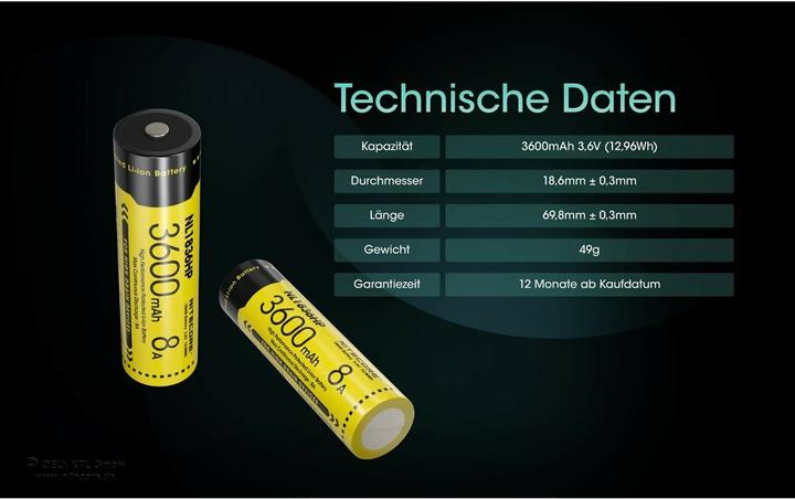 Produktbild Nitecore Li-Ion Akku 18650 - 3600mAh - NL1836HP