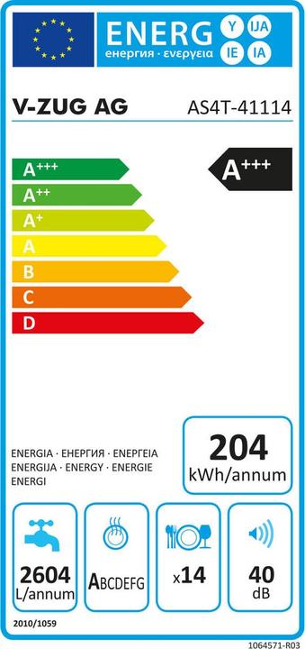 Energy Label V-Zug AdoraSpülen V4000