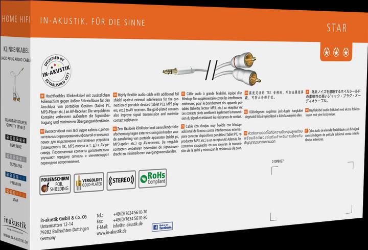 Produktbild Inakustik STAR Stereo-Klinke - 2x RCA (0.75 m, 3.5mm Klinke (AUX), Cinch)