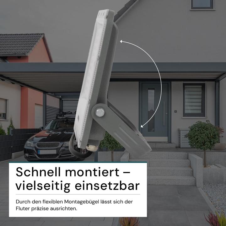 Produktbild Luxula LED-Fluter, EEK: E, 100W, 12000lm, 4000K, IP65, grau (12000 lm, IP65)