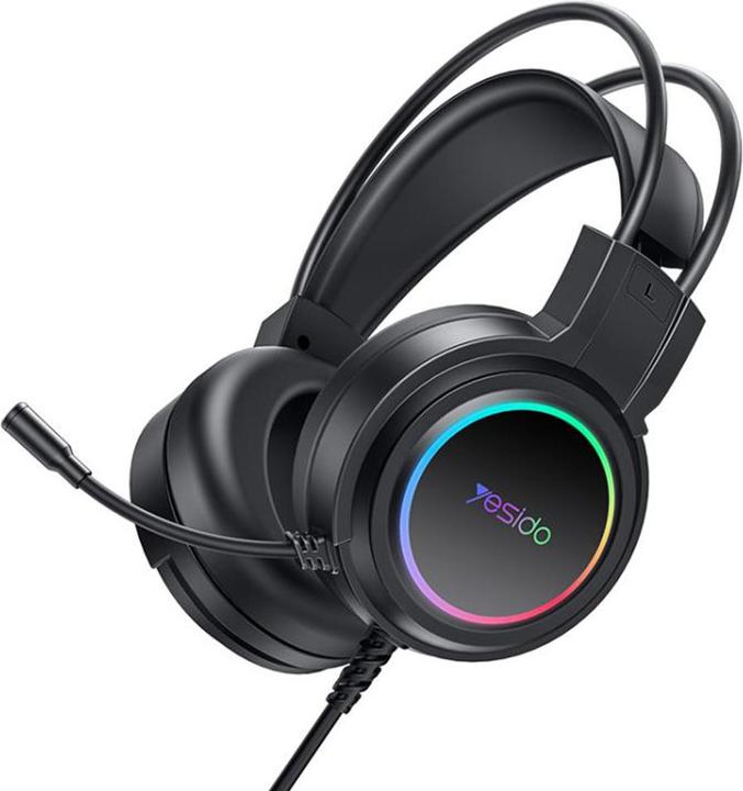 Produktbild Yesido - Wired Headphones (EK05) - for Gaming, USB, with Microphone, RGB LED Lights - Black (Kabelgebunden)