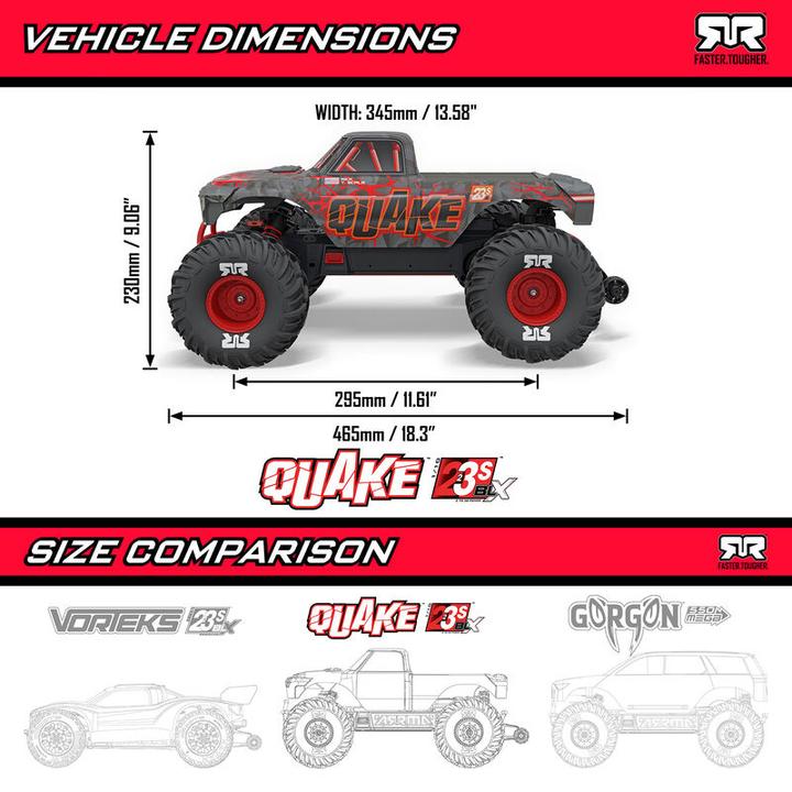 Immagine prodotto Arrma Monster Truck QUAKE 223S DSC ARTR 1:10 - Violett (ARR Quasi lettura a corredo)