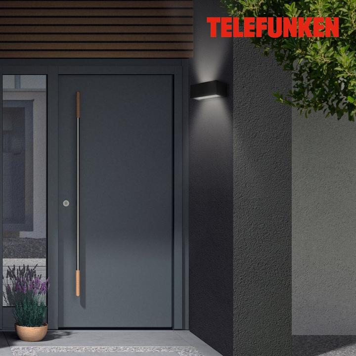Image du produit Telefunken Applique murale LED d'extérieur, noir, 1xLED platine/12W (1200 lm, IP44)