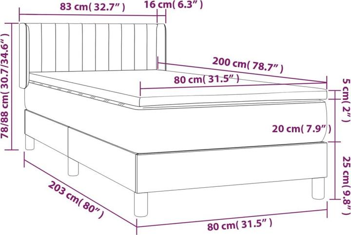 Produktbild vidaXL Boxspringbett (80 x 200 cm)