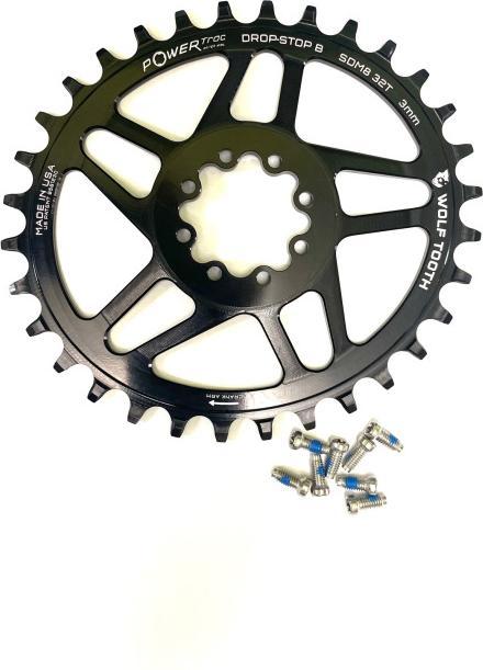 Productafbeelding Wolf Tooth PowerTrac Elliptical SRAM 8-Bolt Direct Mount kettingblad, 34 T., Drop-Stop B, zwart (34)