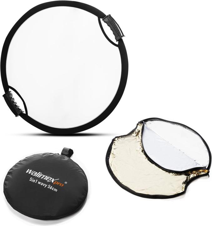 Immagine prodotto Walimex pro Pro 5 in 1 catarifrangente pieghevole comfort ondulato (Riflettore pieghevole, 56 cm)