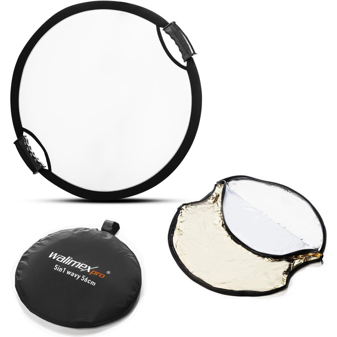 Thumbnail - Walimex pro Pro 5 in 1 Faltreflektor wavy comfort (Faltreflektor, 56 cm), Softbox + Reflektor