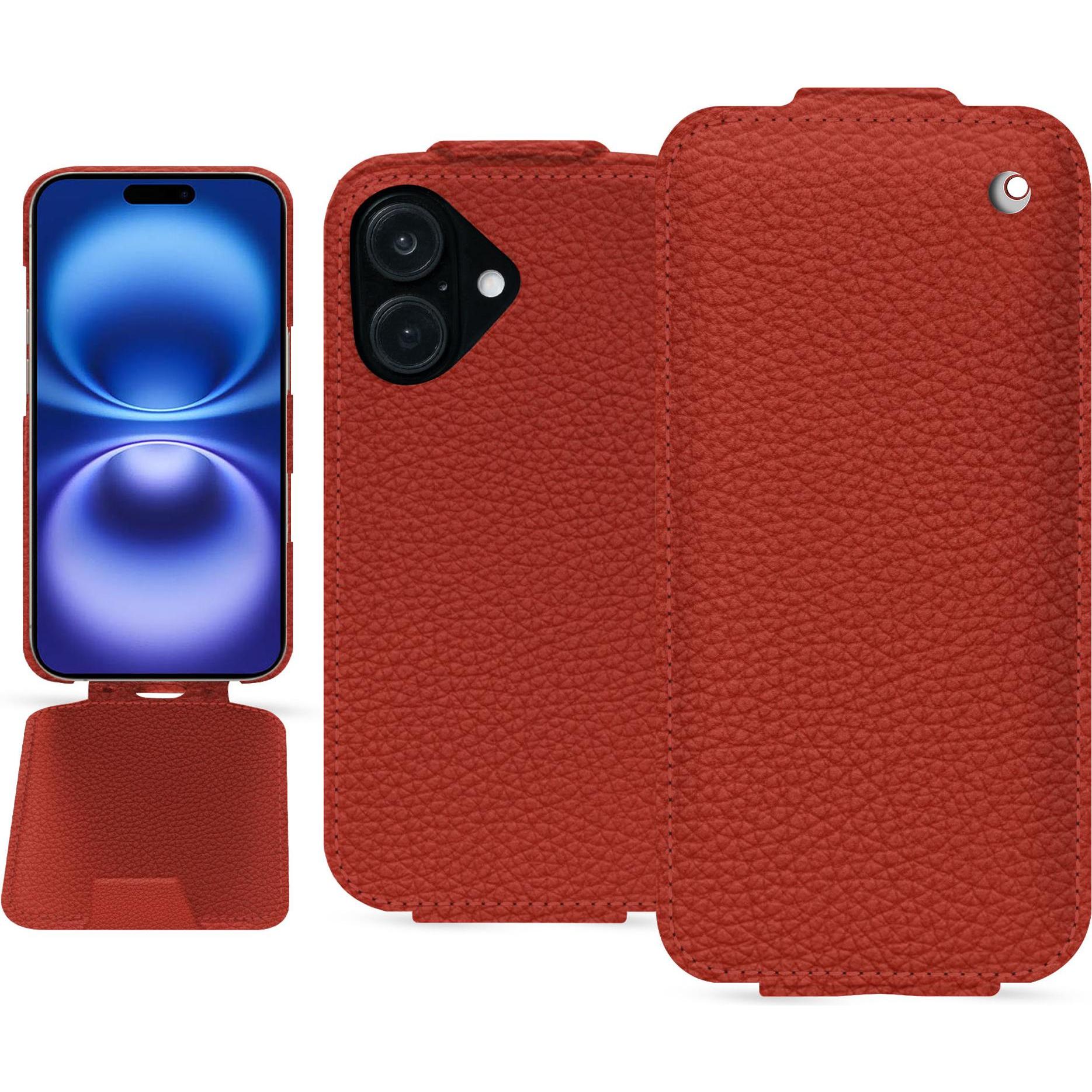 Noreve Lederschutzhülle vertikal (Apple iPhone 16), Smartphone Hülle, Orange