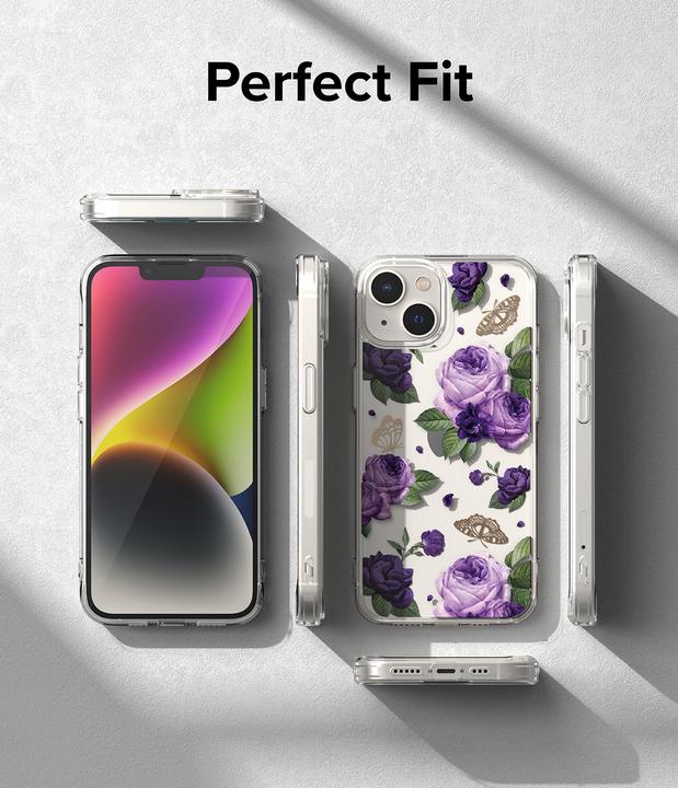 Actual product image Ringke Fusion Design Armored Case Cover with Gel Frame for iPhone 14 Plus transparent (Purple rose) (Apple iPhone 14 Plus)
