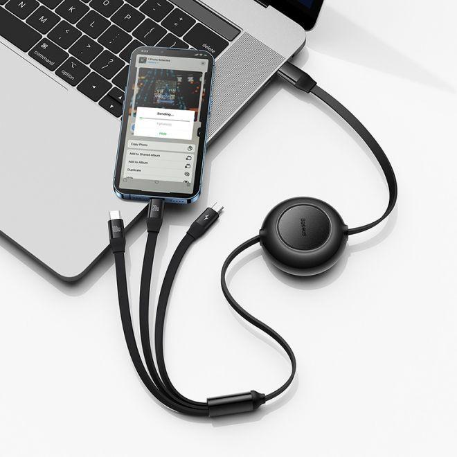 Productafbeelding Baseus Heldere Spiegel 4, USB-C 3-in-1 kabel voor micro USB / USB-C / Lightning 100W / 3,5A 1,1m (Zwart) (1.10 m, USB 3.2 Gen 1)