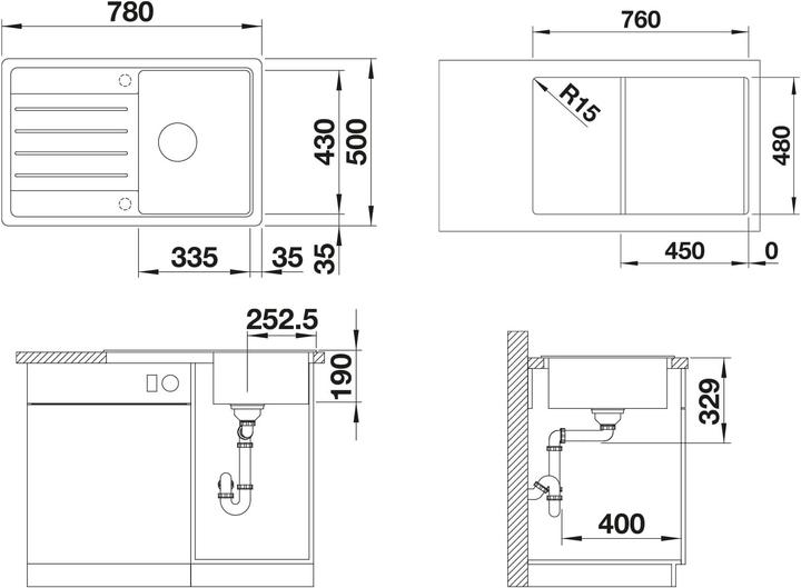Produktbild Blanco Legra 45 S (78 cm, 50 cm)