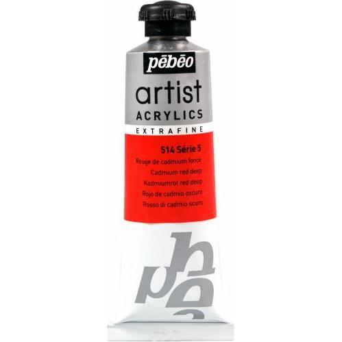 Pebeo, Künstlerfarbe + Bastelfarbe, Artist Acrylics Extrafein Acrylfarben (Kadmiumrot dunkel, 37 ml)