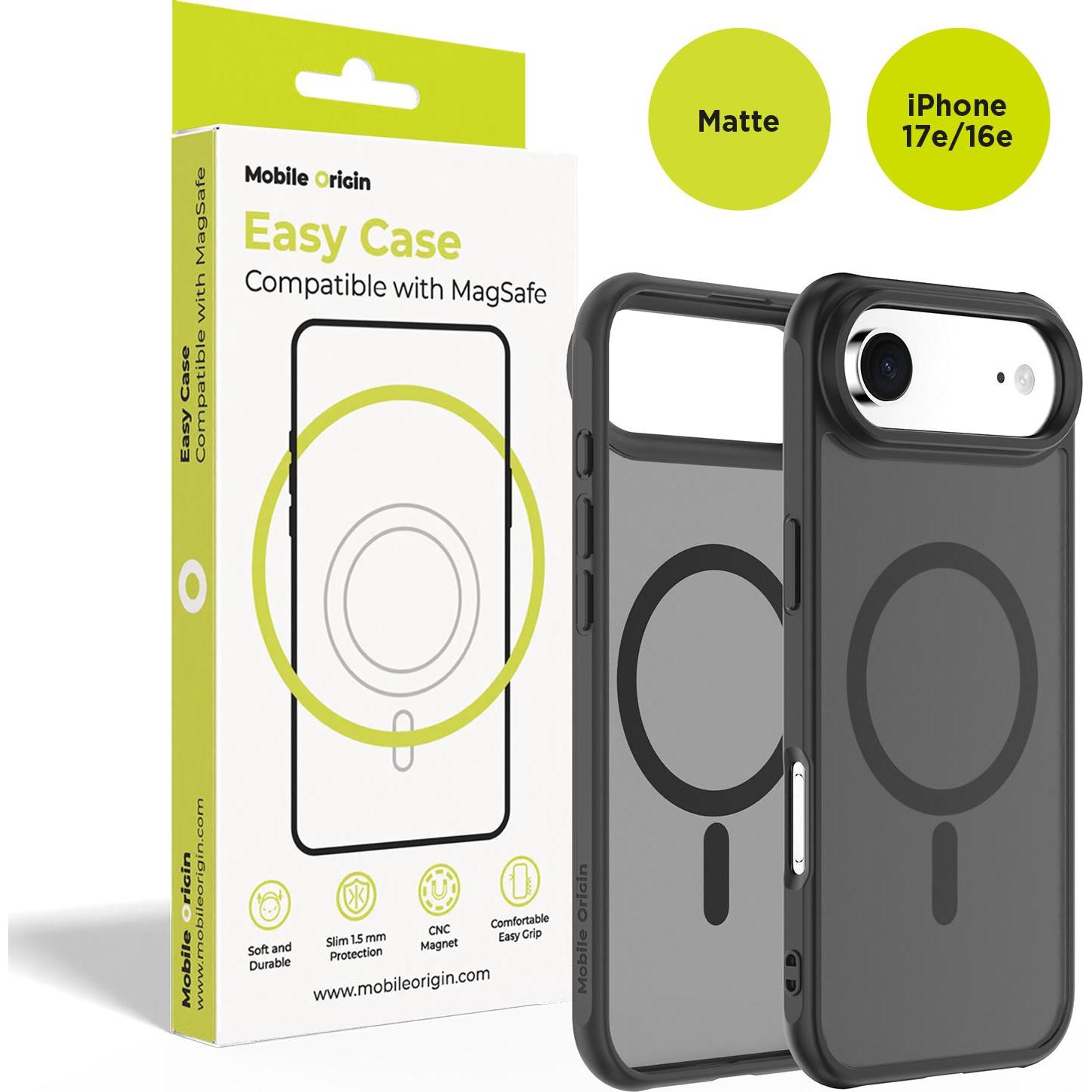 Mobile Origin Hybrid MagSafe Case, matte black - iPhone 16e (Apple iPhone 16e), Cover smartphone, Nero