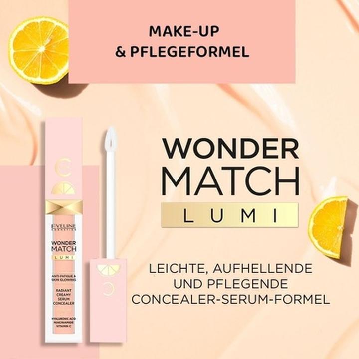 Actual product image Eveline Wonder Match Lumi Brightening Creamy Concealer Spf20 Illuminating Concealer Under The Eyes (Nude Warm)