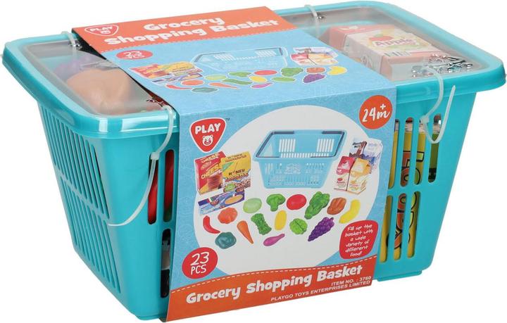 Produktbild Play Einkaufskorb mit Lebensmitteln Spielset, 23-teilig.