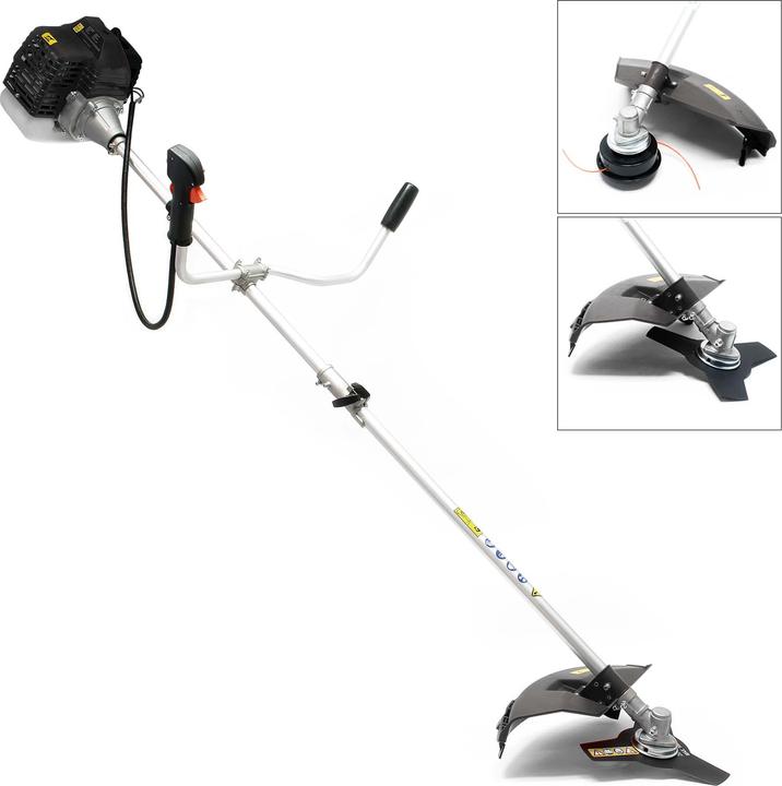 Produktbild Wiltec 2in1 Benzin Rasentrimmer 1,76PS Motorsense Freischneider Rasenschneider (Trimmfaden, Metallschneideblatt)