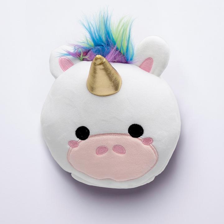 Actual product image Puckator Relaxeazzz Plush Unicorn Round Travel Pillow & Eye Mask