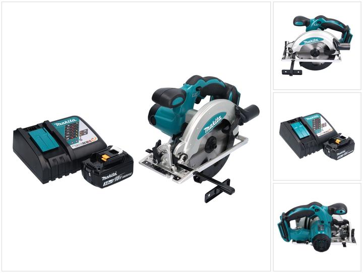 1x Makita DSS 610 Akku Handkreissäge, 1x Makita BL 1830 B 18 V 3,0 Ah Akku (197599-5), 1x Makita DC 18 RC Akku Schnell Ladegerät (195584-2)
