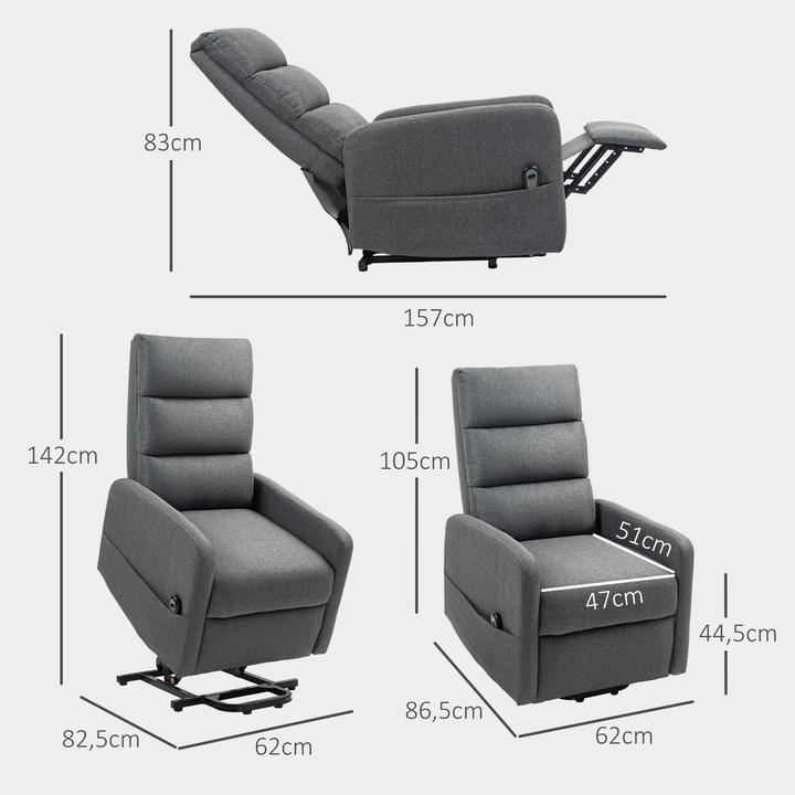 Produktbild Homcom Fernsehsessel mit Aufstehhilfe Polyester Dunkelgrau