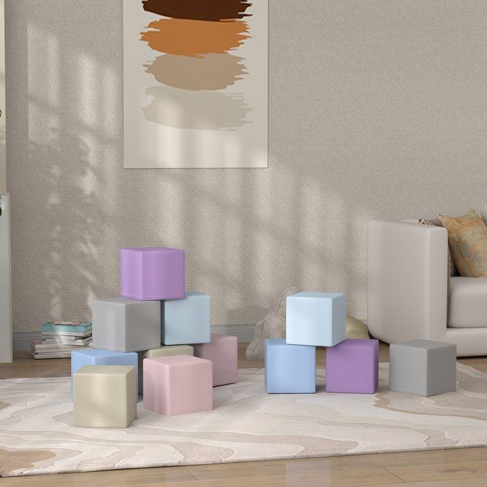 Immagine prodotto Swisshandel24 Softbausteine, 12 Würfel á 20 x 20 x 20 cm, pflegeleicht, kindersicher, für 1-3 Jahre, Kunstleder