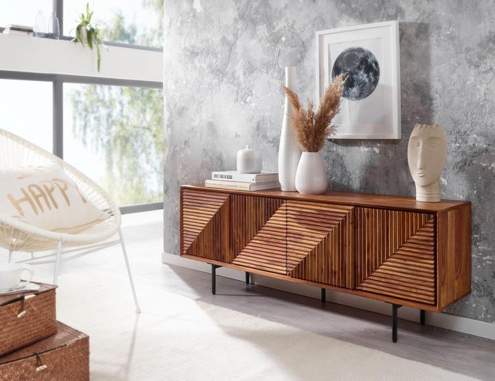 Produktbild FineBuy Lowboard Sheesham Braun (33 x 140 x 54 cm)