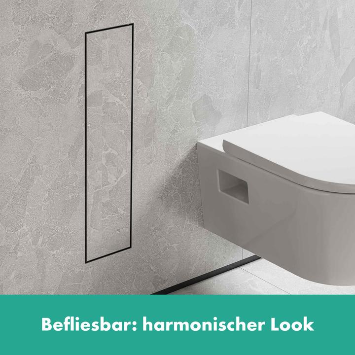 Image du produit hansgrohe XtraStoris Rock Porte-brosse WC, avec tablette, porte carrelable, sans cadre, 145x140x595m
