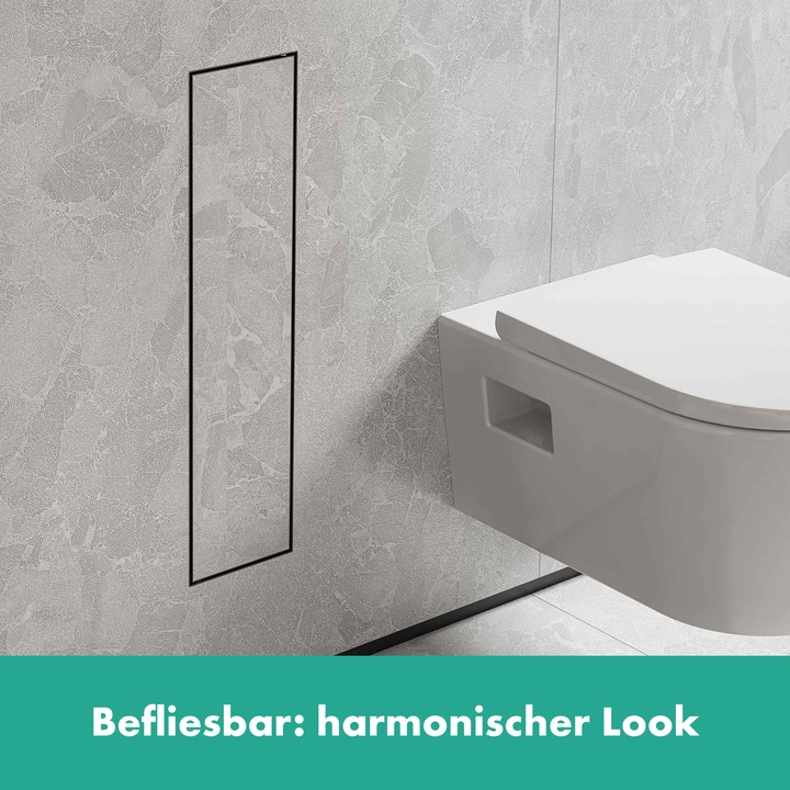 Produktbild hansgrohe XtraStoris Rock Toilettenbürstenhalter, mit Ablage, befliesbare Tür, rahmenlos, 145x140x