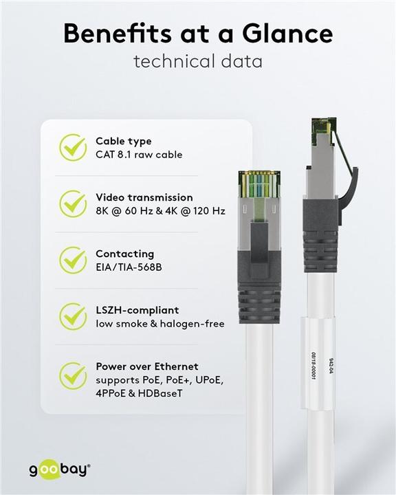 Image du produit Goobay Câble de réseau (S/FTP, CAT8.1, 5 m)