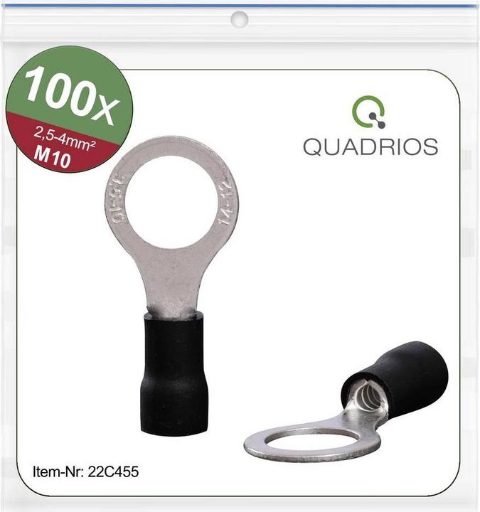 Produktbild Quadrios Ringkabelschuhe 100er Set, M10, Querschnitt 2.5 - 4 mm²