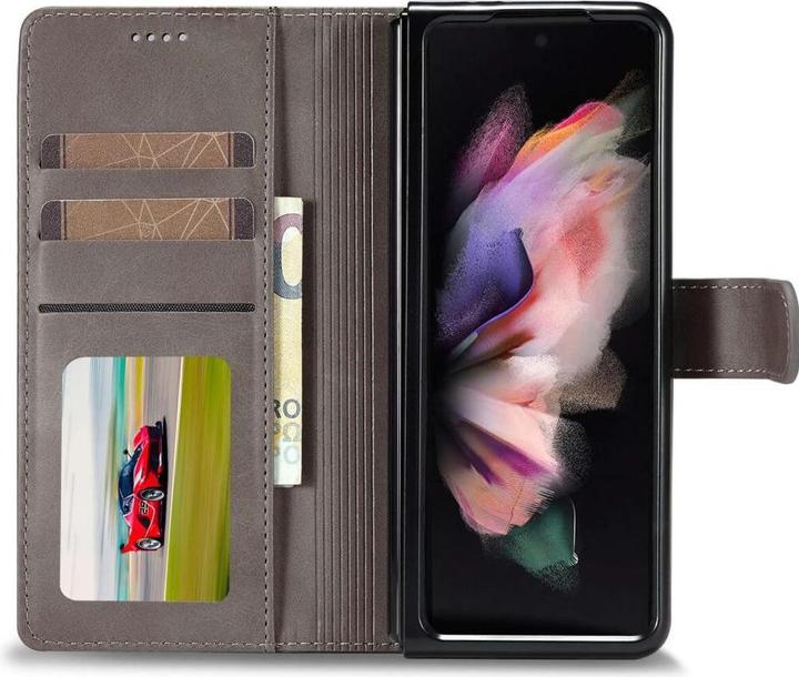 Actual product image Cover-Discount Galaxy Z Fold4 5G - Leather Case Cover grey (Samsung Galaxy Z Fold4)