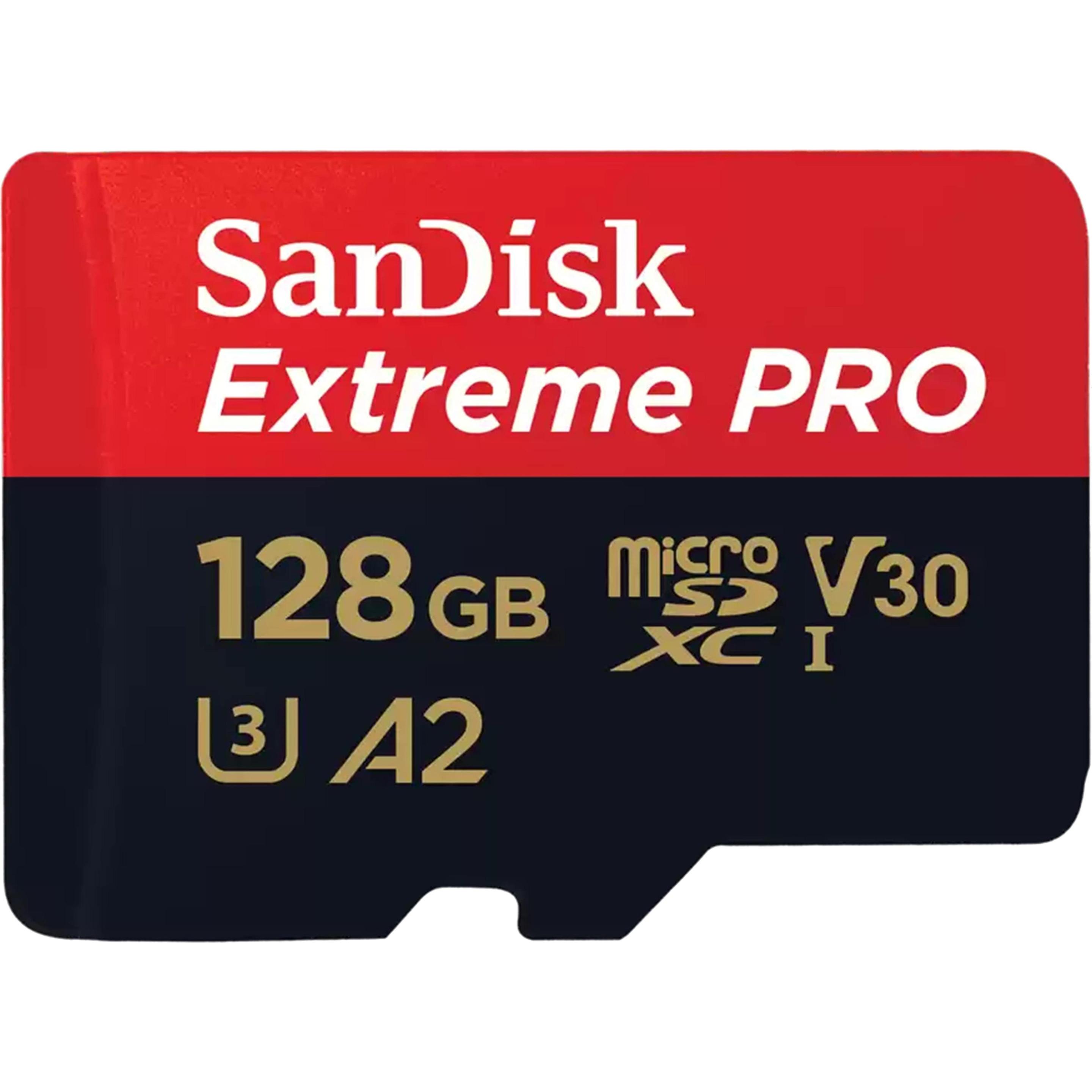 SanDisk Extreme PRO UHS-I V30 (128 GB, microSDXC, U3, UHS-I), Speicherkarte, Schwarz