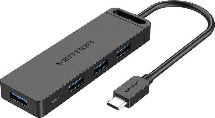 Produktbild Vention USB-C to USB3.0 x 4 Hub with Power Supply Juodas 0.15m (USB-C, 4 Ports)