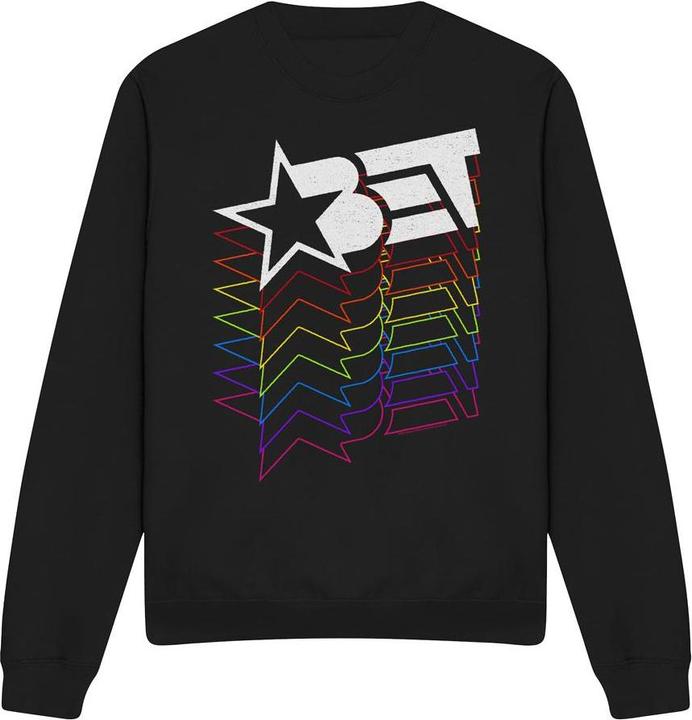 Actual product image Bet Unisex Adult Cascading Rainbow Logo Sweatshirt (M)