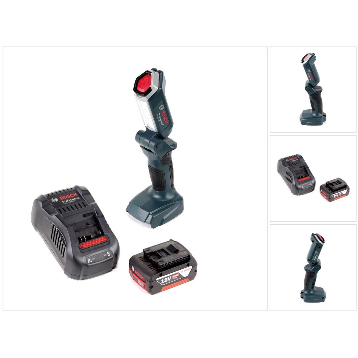 Bosch Professional, Arbeitsleuchte, GLI 18V-300 Akku Lampe + 1x GBA 18 V 4,0 Ah Akku + GAL 1880 Ladegerät (300 lm)