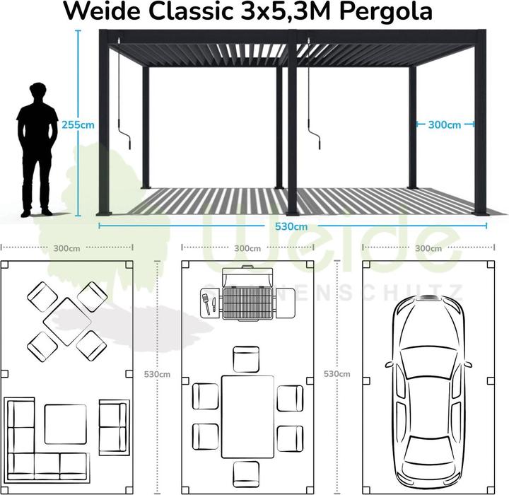 Actual product image Weide Pergola Classic (300 cm, 530 cm)