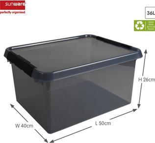 Actual product image Helit Aufbewahrungsbox Comfort-line, 36L, grau-transparent (40 cm, 36 l)