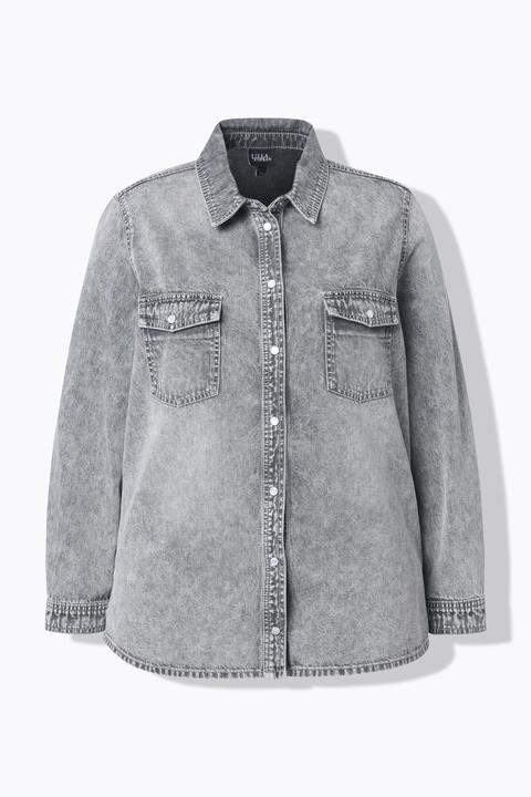 Actual product image Ulla Popken Denim Long Sleeve Button Down Shirt (58, 60)