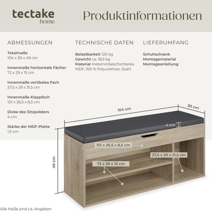 Produktbild tectake Madeline (104 x 30 x 49 cm)