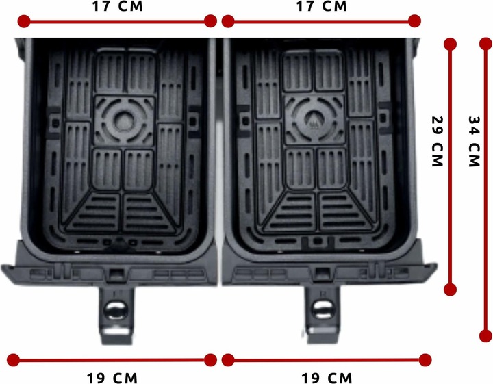 Immagine prodotto Ariete 4623 Airy Fryer Dual, Friggitrice ad aria con doppio cestello, 1700 W, Capacità 8L, 3 Funzioni di co