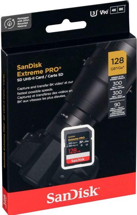 Actual product image SANDISK Extreme PRO UHS-II V90 (128 GB, SDXC, U3, UHS-II)