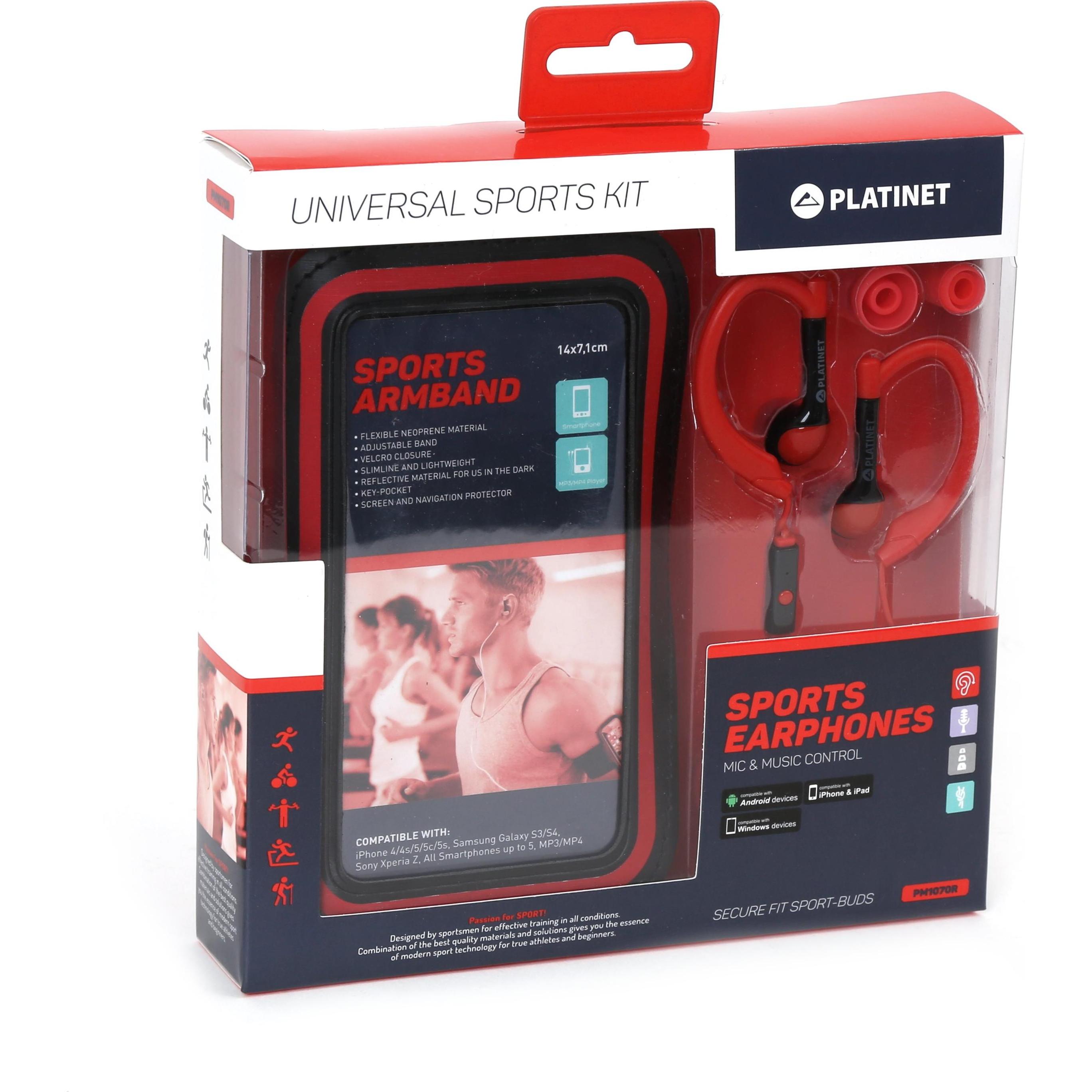 Platinet PM1070R headphones/headset Ear-hook connector Red (ANC, Kabelgebunden), Kopfhörer, Rot